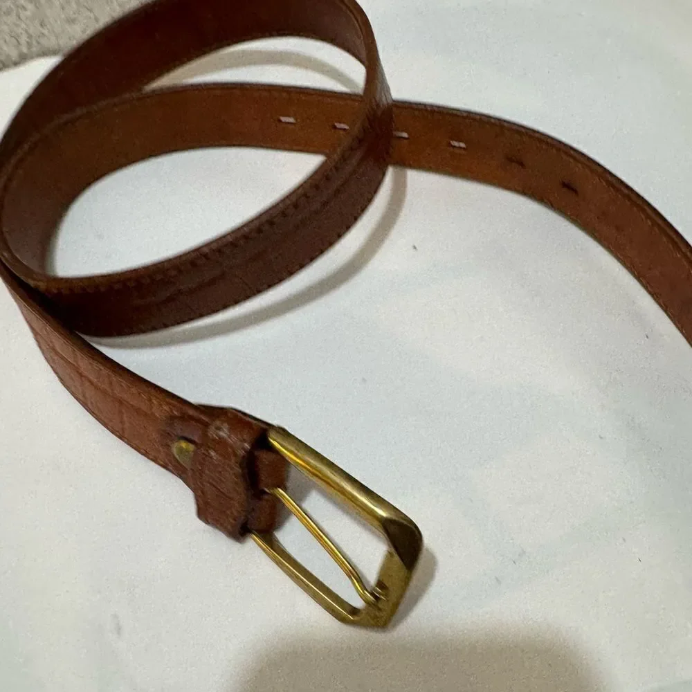 Rifle Leather Belt Company Rifle Italy RARE Vintage Leather croc Brown size M